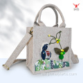 Mei Yi Arts Bolso bandolera convertible de lino botánico y gato caprichoso